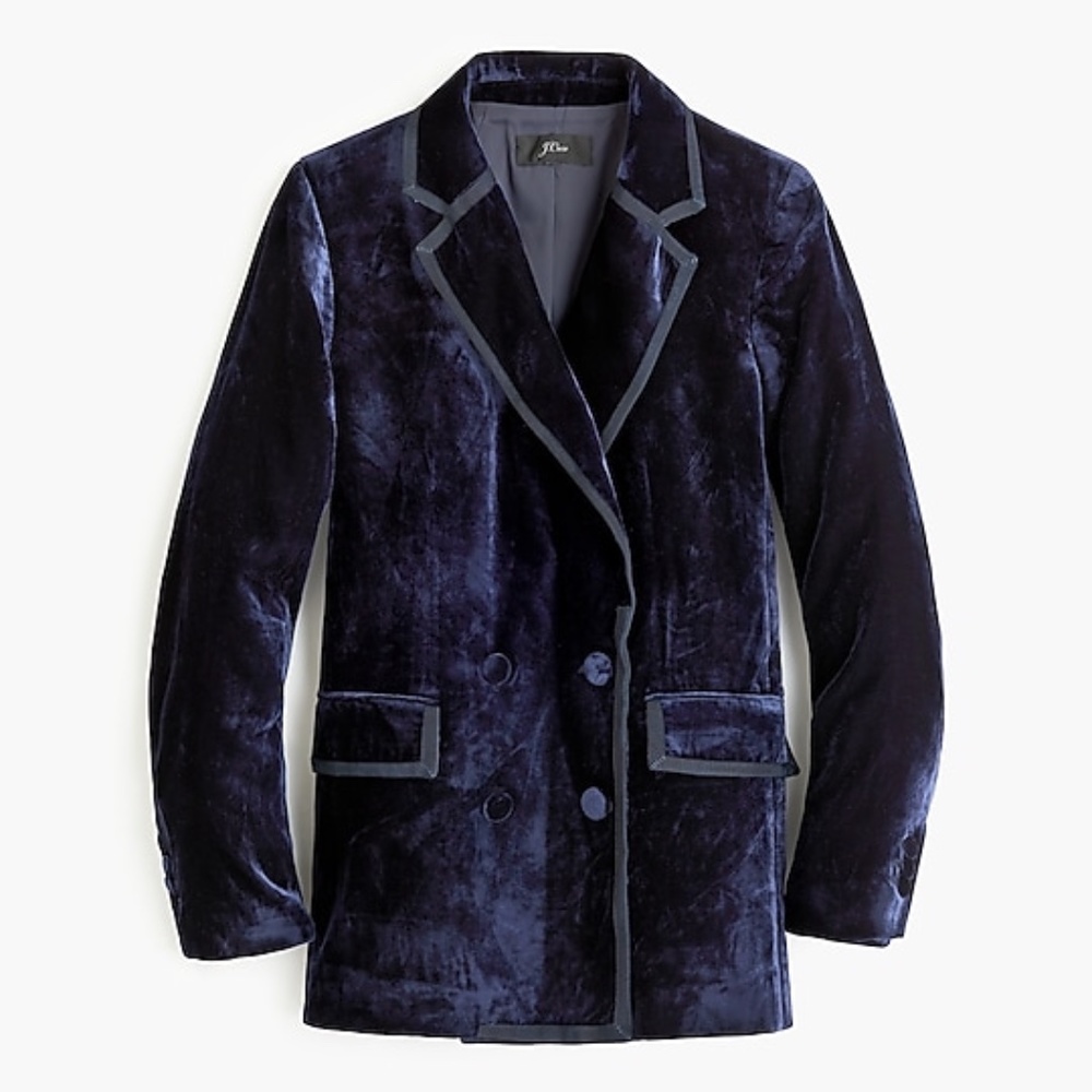 NWT J. Crew Double Breasted Navy Velvet Blazer